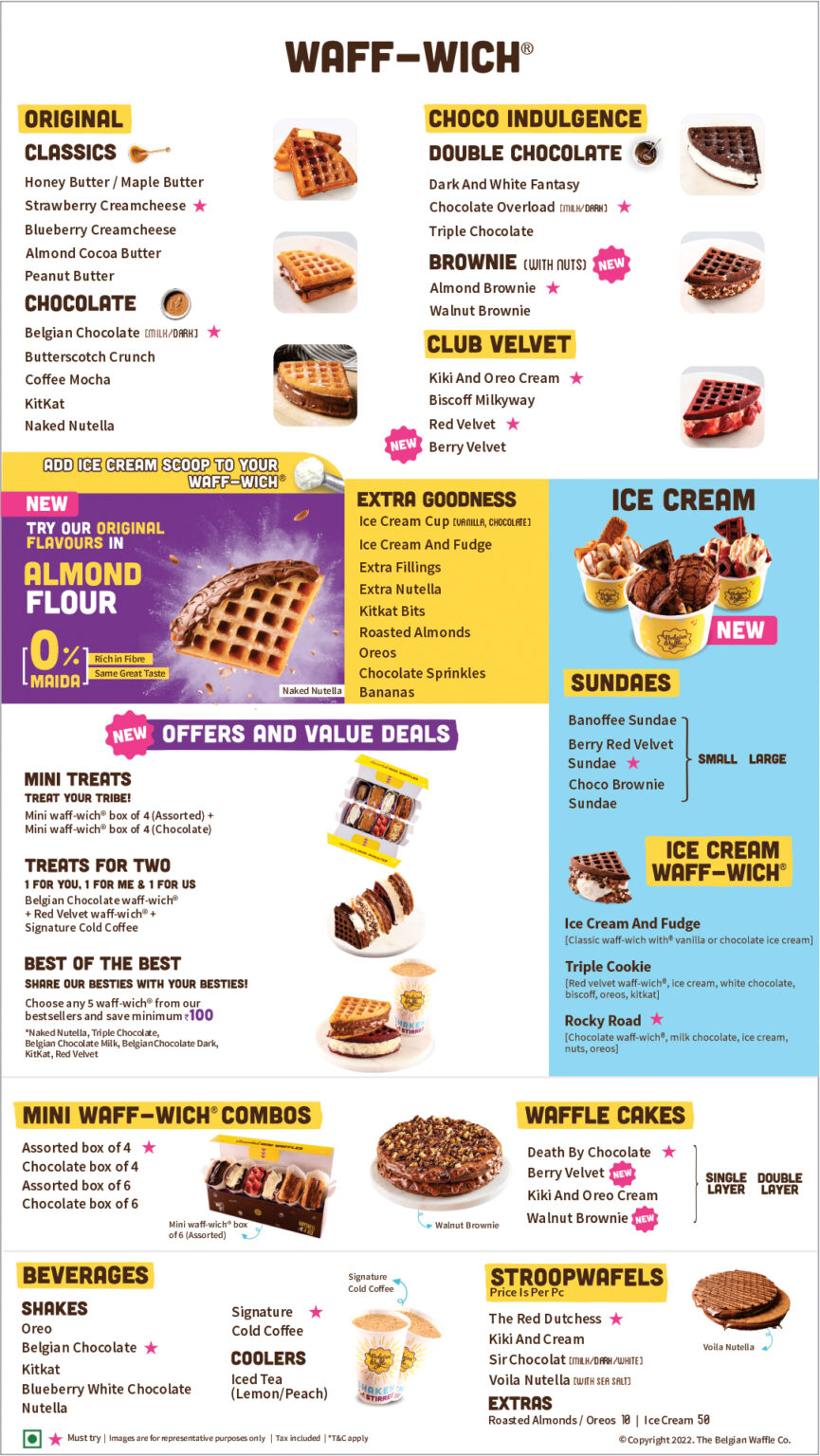 Menu The Belgian Waffle Co